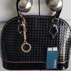 NWT INVECE Italian Patent Leather Handbag with Shoulder Strap & Keychain